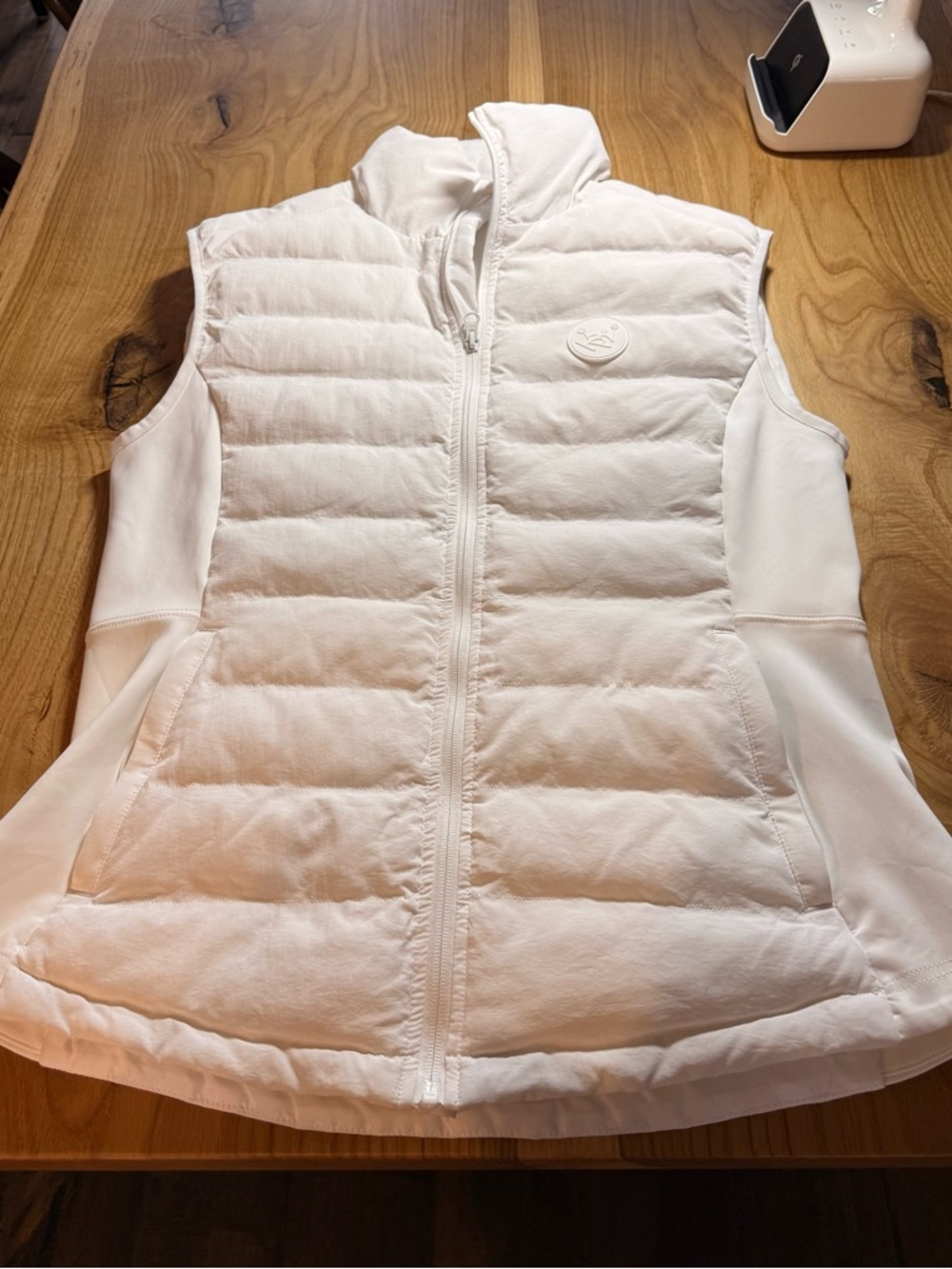 Apres Actif Women's White Quilted Puffer Vest with Stretch Side Panels